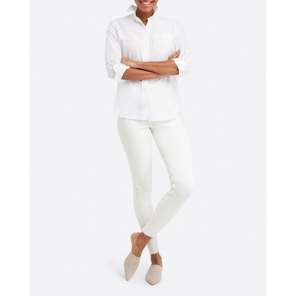 Spanx White Distressed Skinny Jeans Size Medium - Picture 1 of 9